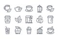 Tea and coffee related line icon set.